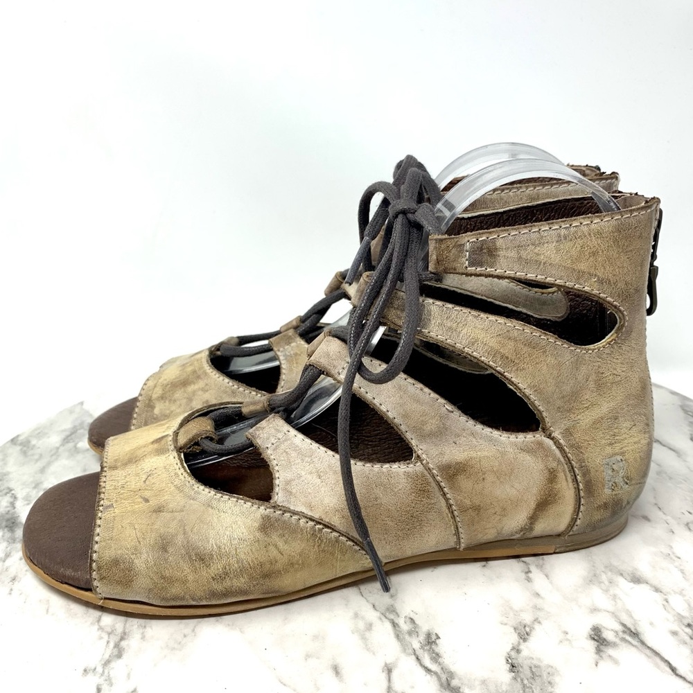 Roan By BedStu Winnie Lace Up Leather Sandals 7.5 Bohemian Moto Edgy Festival - Picture 3 of 16